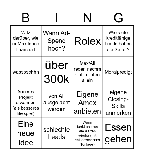 Niklas Bingo Sales Call 09.09.25 Bingo Card