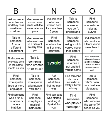 Mission: Mingle! Bingo Card