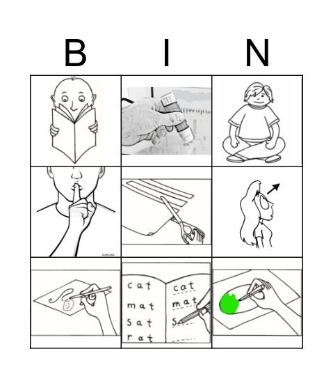 School Actions Bingo Card