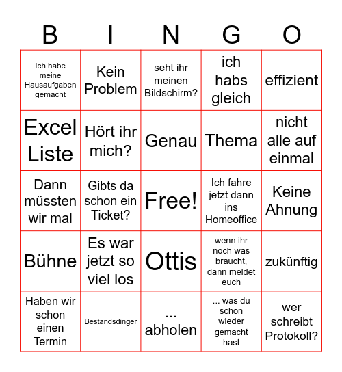 BSB Bingo Card