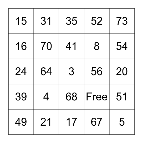 Harbor Place Bingo Card