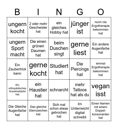 Kennlern-Bingo Card