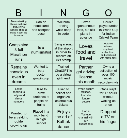 Winning Bingo Card