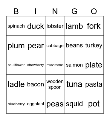 Food 2 Bingo Card