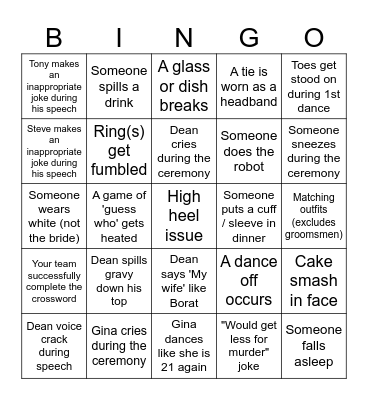 Wedding Bingo Card