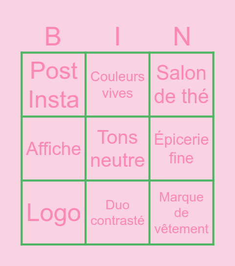 Bingo créatif Bingo Card
