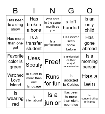 Stern Pride Corp F25 Human Bingo Card
