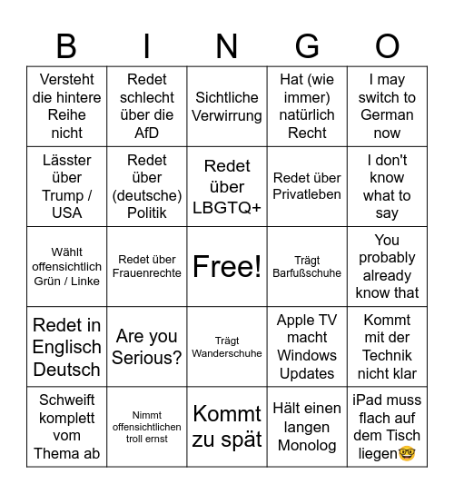 Weegels Bingo 5x5 Bingo Card