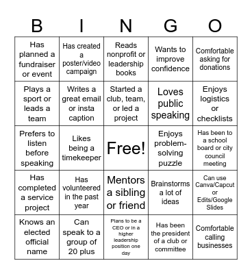 Human Bingo Card