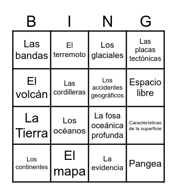 Las Placas Tectónicas Bingo Card