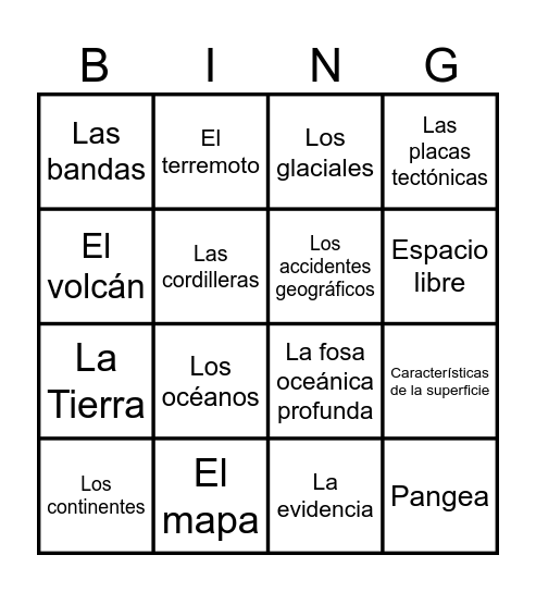 Las Placas Tectónicas Bingo Card