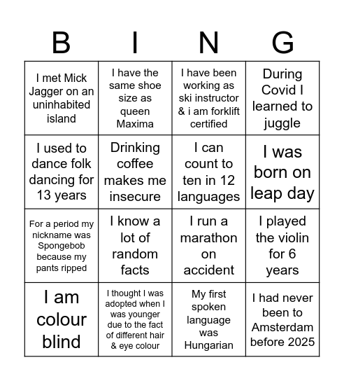 ABN AMRO Corporate Banking Trainee Program Bingo Card