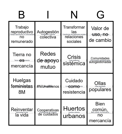 Política de los comunes Bingo Card