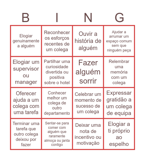 Kindness Bingo - Marriott PDR Bingo Card