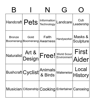 Cub Badges Bingo Card