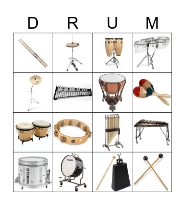Percussion Instruments Bingo Card