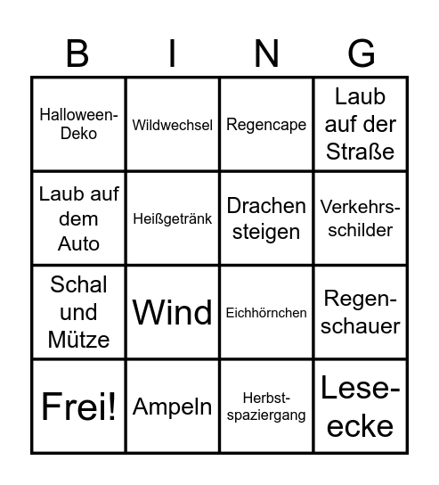 Herbstbingo GB2.4 Bingo Card