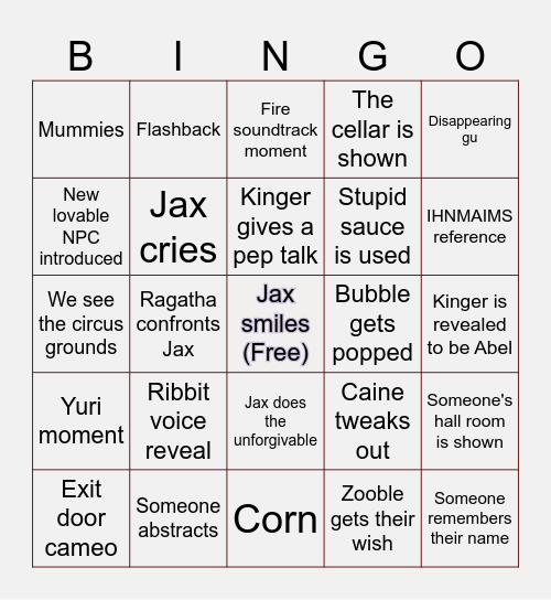 TADC Episode 7 Bingo Card
