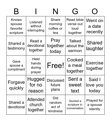 Partners of Faith Bingo Card