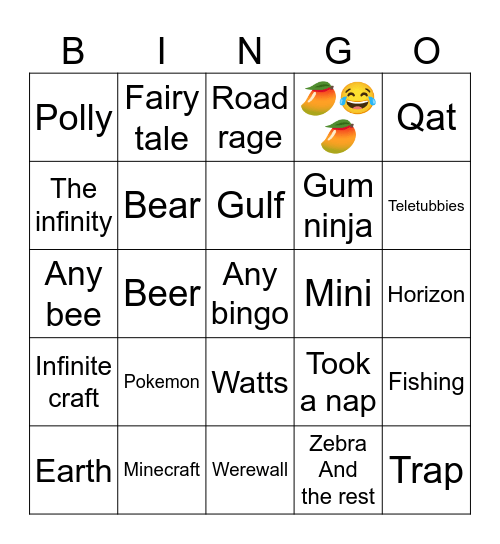 Infinite craft bingo game Bingo Card