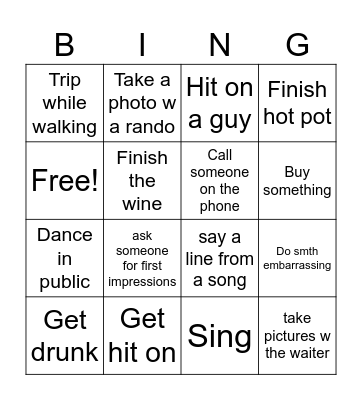Emma and Vanessa Bingo Card
