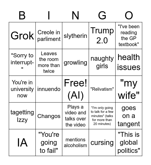 GP Bingo Card