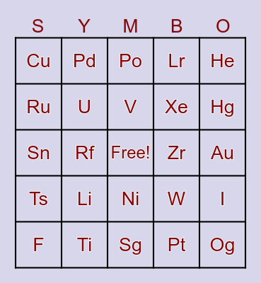 Symbo Card Bingo Card