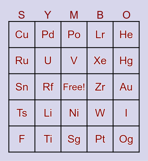Symbo Card Bingo Card