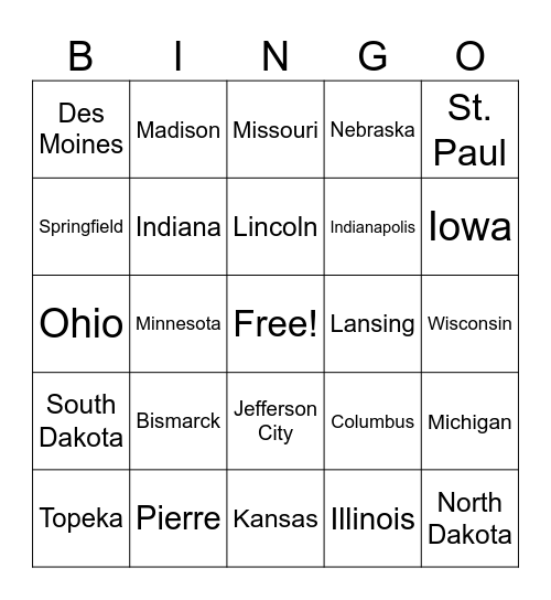 Midwest Bingo Card