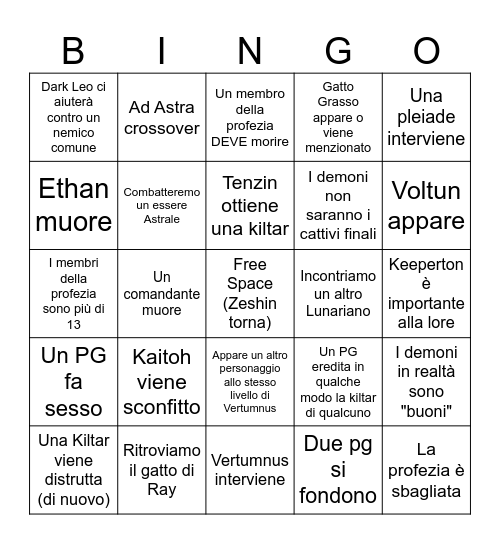 Dunysen Bingo Card