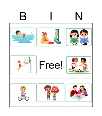 Leisure Time Bingo Card