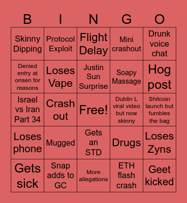 Dr. Day Conference Circuit Bingo Card