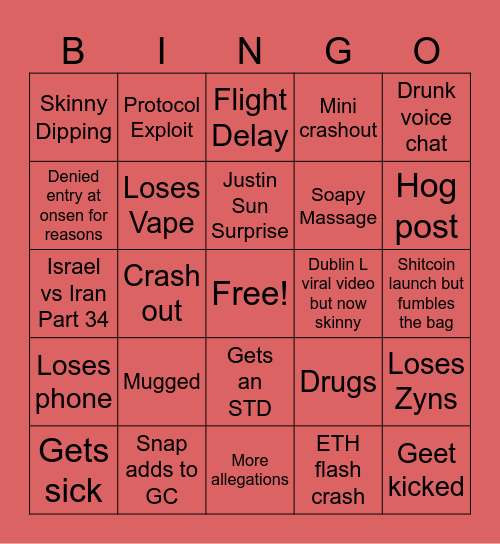 Dr. Day Conference Circuit Bingo Card