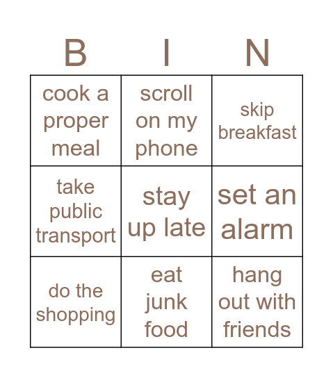 Life Bingo Card