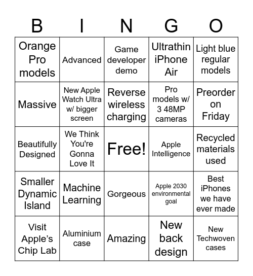 Ewe dropping Apple Bingo 2025 Bingo Card