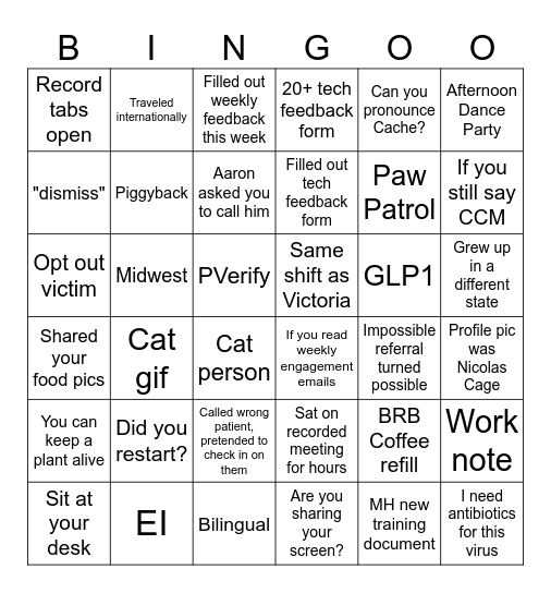 Amaze Bingo Card