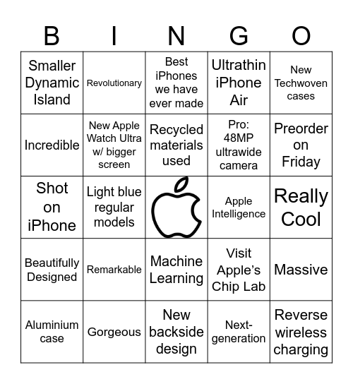 Ewe dropping Apple Bingo 2025 Bingo Card