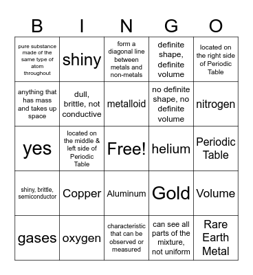 What's the Matter? Bingo Card