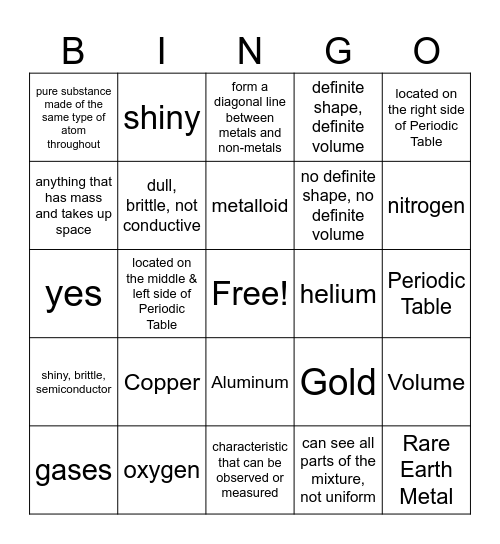 What's the Matter? Bingo Card