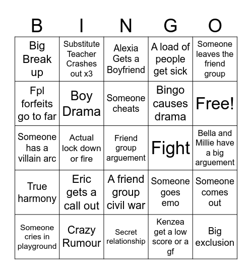 Year 9 Bingo Card
