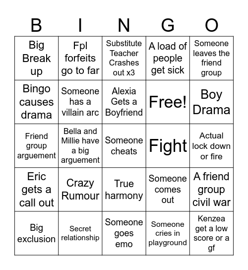 Year 9 Bingo Card