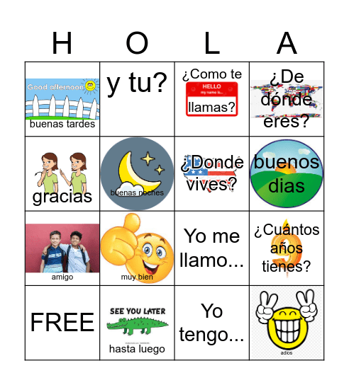 SPANISH GREETINGS Bingo Card