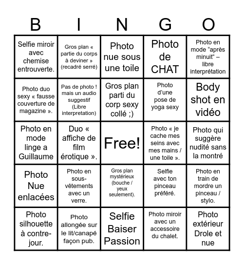 Bingo Plate de Guillaume Au Travaille. Bingo Card