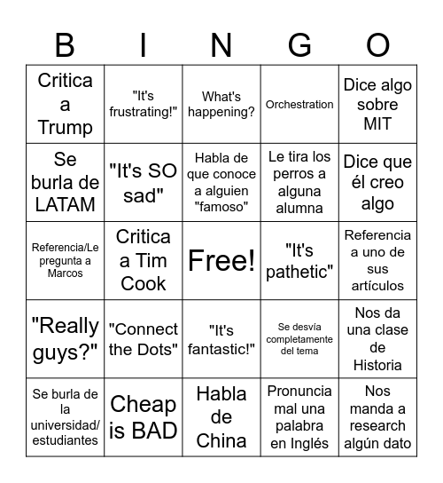 Strategy Bingo Card