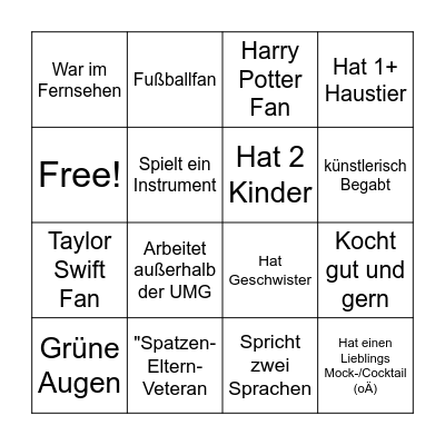 SPATZENBINGO! Bingo Card