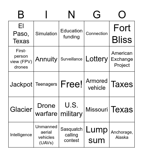 CNN 10 9/9/25 Bingo Card