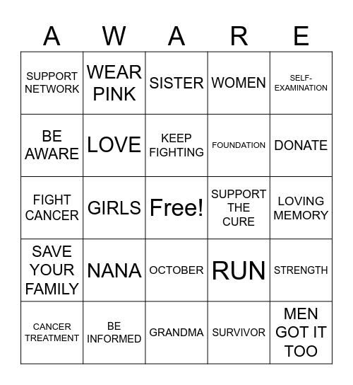 BREAST CANCER Bingo Card