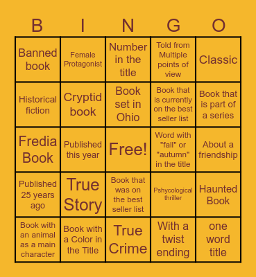 Caroline's Book Bingo Card
