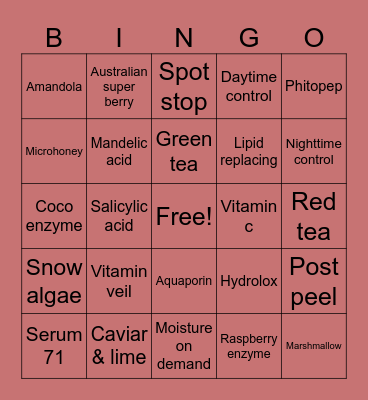 Product knowledge Bingo Card