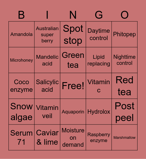 Product knowledge Bingo Card